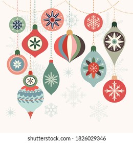 Christmas greeting card with decorative Christmas balls