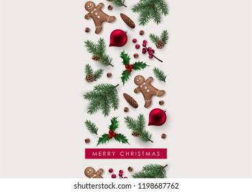 Christmas Greeting Card with Decorative Border made of Festive Elements