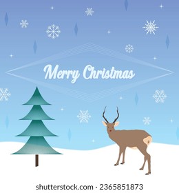 Christmas greeting card with deer