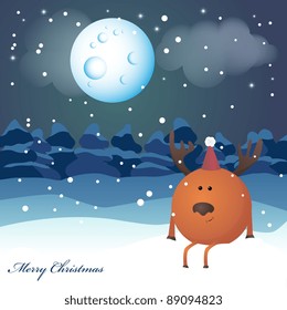 Christmas greeting card with deer
