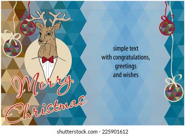 Christmas  greeting card with deer for simple text