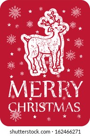 Christmas greeting card with deer. Vector illustration