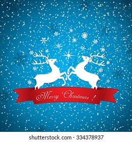 Christmas greeting card with deer vector illustration