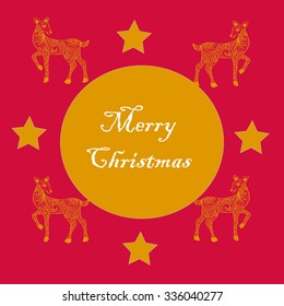 Christmas greeting card with deer vector illustration