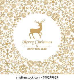 Christmas greeting card with deer. Christmas vector design.
