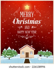 Christmas greeting card design, background and texture. Vector landscape