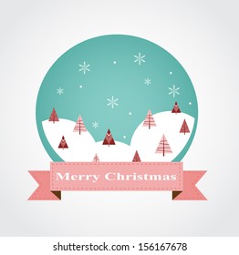 Christmas greeting card design with bauble ornament.