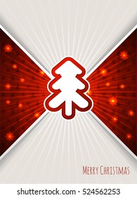 Christmas greeting card design with bursting red christmas tree
