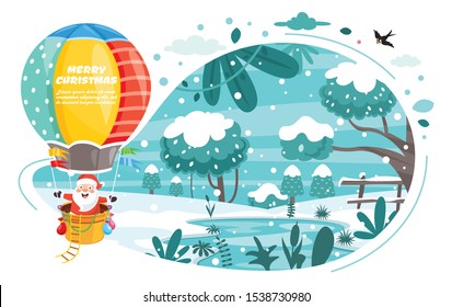 Christmas Greeting Card Design With Cartoon Characters