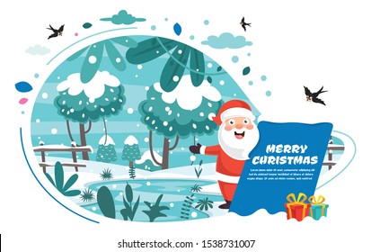 Christmas Greeting Card Design With Cartoon Characters