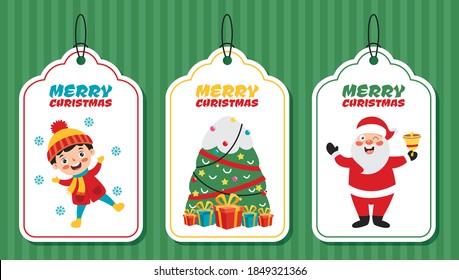 Christmas Greeting Card Design With Cartoon Characters