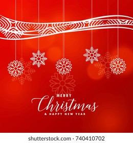 christmas greeting card design with creative snowflakes balls