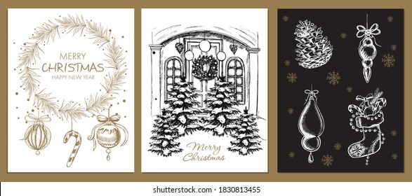 elemento de diseño navideño en estilo doodle.