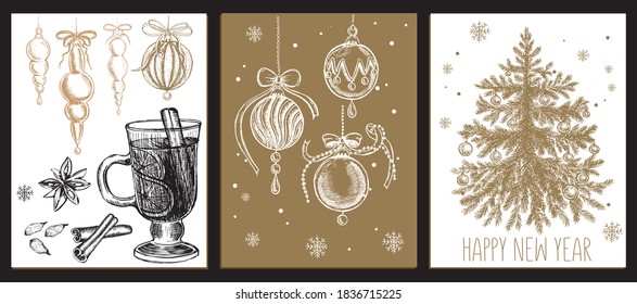 Tarjeta de felicitación de Navidad. Elemento de diseño en estilo doodle.	