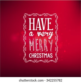 Christmas Greeting Card Design Element in Vintage Style on Red Background