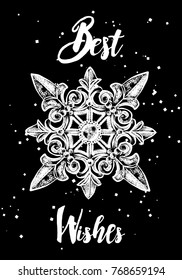 Christmas greeting card design in frame and writing calligraphy illustration. Vector.