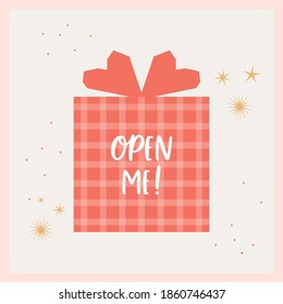 Christmas greeting card design with holiday elements in modern style, simple cute greeting card design.