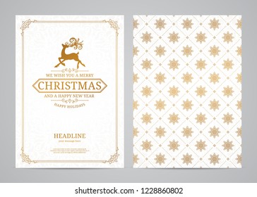 Christmas greeting card design. Poster, page, banner, brochure, template. Vector illustration.