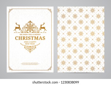 Christmas greeting card design. Poster, page, banner, brochure, template. Vector illustration.