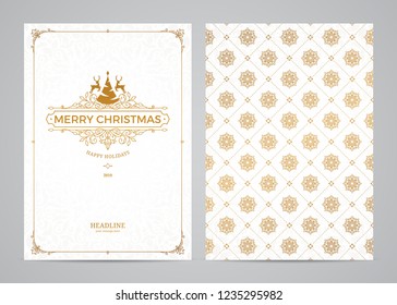 Christmas greeting card design. Poster, page, banner, brochure, template. Vector illustration.