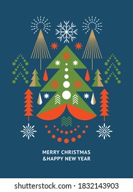 Christmas Greeting card design . Poster. Happy New Year. Merry Christmas. Seasons Greetings.