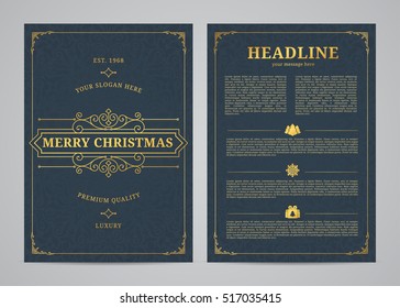 Christmas greeting card design. Poster, page, banner, brochure, menu template. Vector illustration.