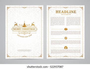 Christmas greeting card design. Poster, page, banner, brochure, template. Vector illustration.