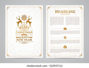 Christmas greeting card design. Poster, page, banner, brochure, template. Vector illustration.