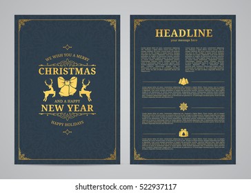 Christmas greeting card design. Poster, page, banner, brochure, template. Vector illustration.