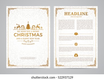 Christmas Greeting Card Design. Poster, Page, Banner, Brochure, Template. Vector Illustration.