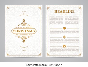 Christmas greeting card design. Poster, page, banner, brochure, template. Vector illustration.
