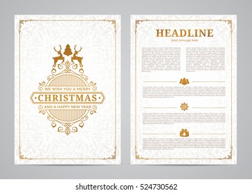 Christmas greeting card design. Poster, page, banner, brochure, template. Vector illustration.