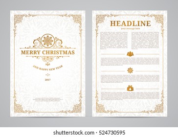 Christmas greeting card design. Poster, page, banner, brochure, template. Vector illustration.