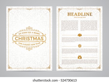 Christmas greeting card design. Poster, page, banner, brochure, template. Vector illustration.