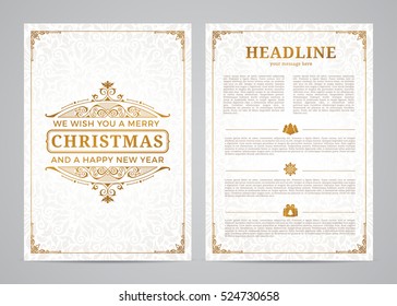 Christmas greeting card design. Poster, page, banner, brochure, template. Vector illustration.