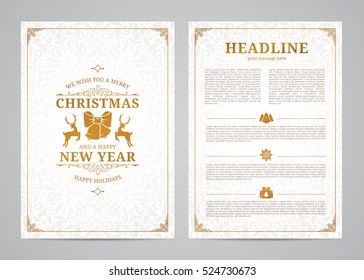 Christmas greeting card design. Poster, page, banner, brochure, template. Vector illustration.