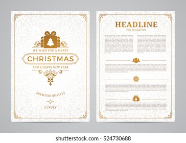 Christmas greeting card design. Poster, page, banner, brochure, template. Vector illustration.