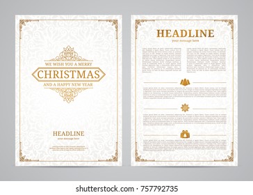 Christmas greeting card design. Poster, page, banner, brochure, template. Vector illustration.