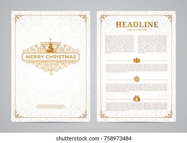 Christmas greeting card design. Poster, page, banner, brochure, template. Vector illustration.