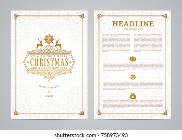 Christmas greeting card design. Poster, page, banner, brochure, template. Vector illustration.