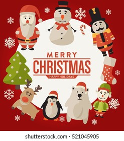 Christmas Greeting Card Design - Seasonal Characters and Elements