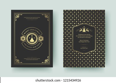 Christmas greeting card design template. Vector illustration.