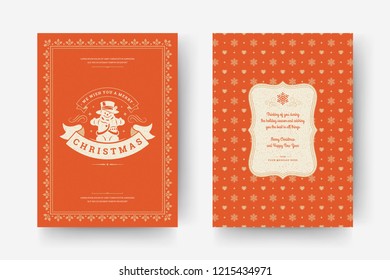 Christmas greeting card design template. Vector illustration.