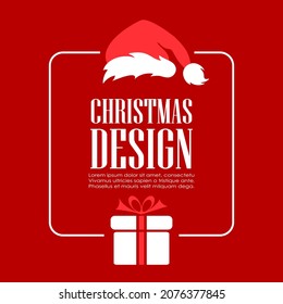 Christmas greeting card design with text box, cristmas holidays vector illustration template, add your text with cristmas wishes