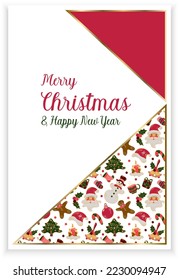Christmas greeting card design with triangle pattern and merry christmas and happy new year text