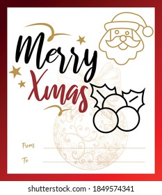Christmas greeting card design,Merry Christmas card with vector illustrations. Christmas gifts tags.