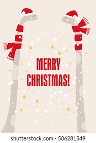 Christmas greeting card with dinosaurs