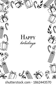 Christmas greeting card with doodle Christmas elements