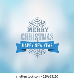 Christmas greeting card. Christmas emblem on brured background