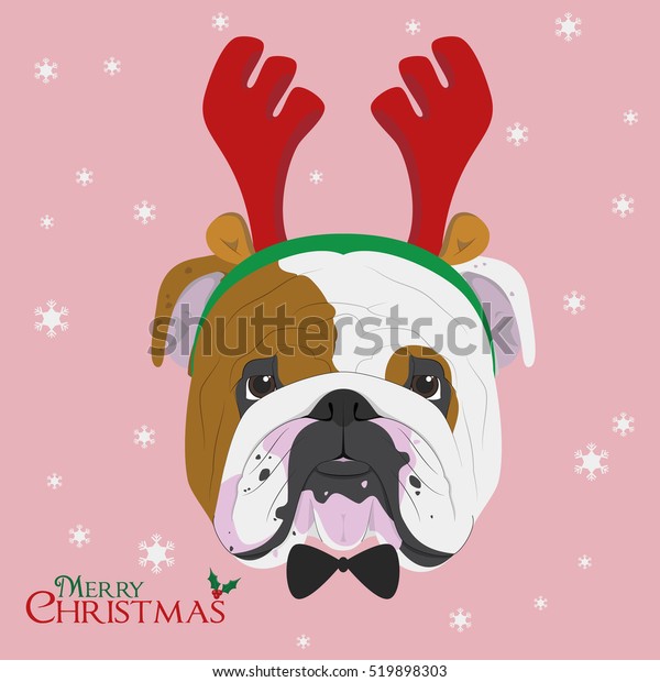 Vector De Stock Libre De Regalias Sobre Tarjeta De Felicitacion De Navidad Perro